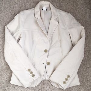 J Crew Off White Velvet Like Blazer Size 8